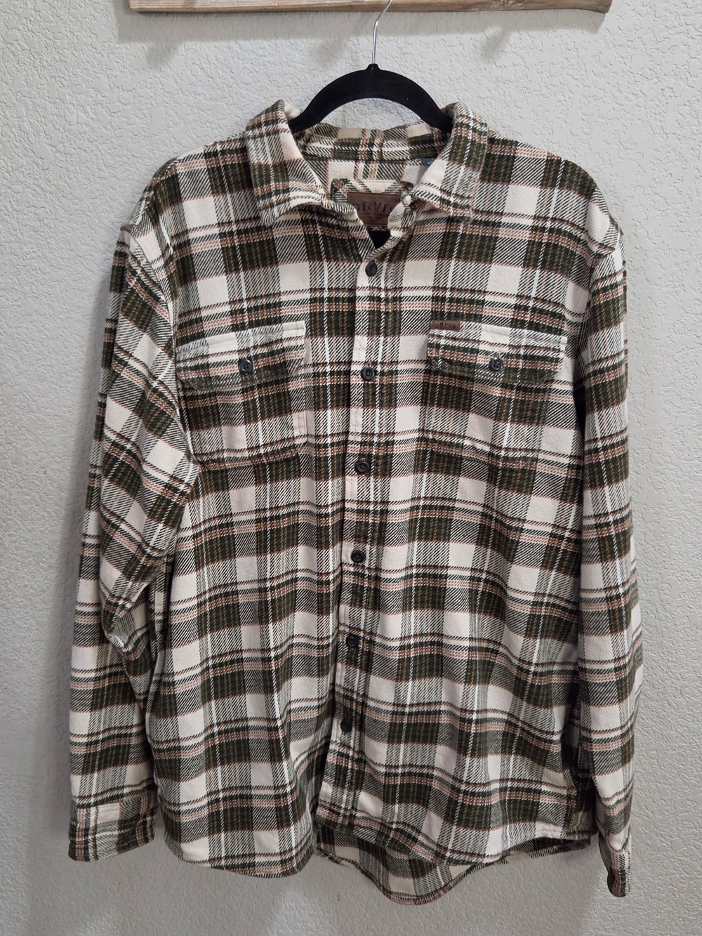 Orvis Olive and Cream Plaid Button-Down Shirt